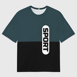 Мужская футболка оверсайз Sport чёрно-синий с белым