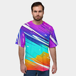 Футболка оверсайз мужская Радужные брызги краски текстура, цвет: 3D-принт — фото 2