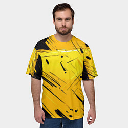 Футболка оверсайз мужская Желтая краска на черном фоне, цвет: 3D-принт — фото 2