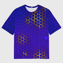 Футболка оверсайз мужская Неоновые соты броня, цвет: 3D-принт