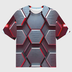 Футболка оверсайз мужская Бордовый бронежилет, цвет: 3D-принт