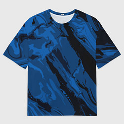 Мужская футболка оверсайз Тёмный синий абстракция