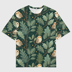 Мужская футболка оверсайз Совы в лесу