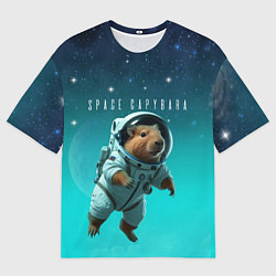 Футболка оверсайз мужская Капибара в космосе на фоне звезд, цвет: 3D-принт