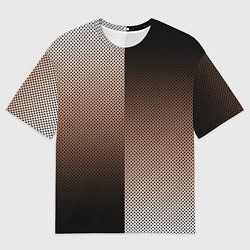 Футболка оверсайз мужская Чёрно-коричневый текстурный градиент пополам, цвет: 3D-принт