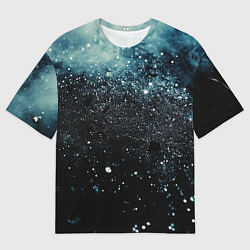 Мужская футболка оверсайз Черно-синий текстурный фон