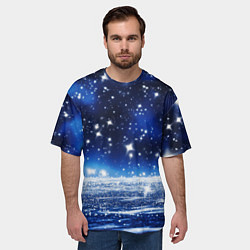 Футболка оверсайз мужская Космический синий абстрактный фон - текстура, цвет: 3D-принт — фото 2