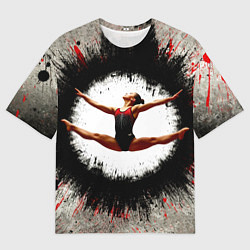 Мужская футболка оверсайз Воздушная гимнастика на сером