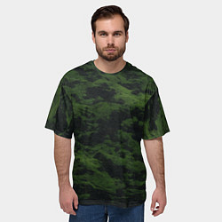 Футболка оверсайз мужская Темно-зеленая камуфляжная текстура, цвет: 3D-принт — фото 2