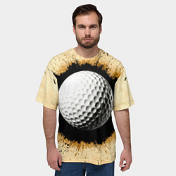 Футболка оверсайз мужская Мяч для гольфа на бежевом, цвет: 3D-принт — фото 2