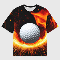 Футболка оверсайз мужская Мяч для гольфа в огне, цвет: 3D-принт