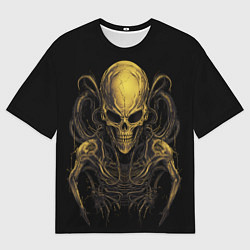 Футболка оверсайз мужская Пришелец - скелет, цвет: 3D-принт