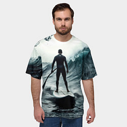 Футболка оверсайз мужская Сапсёрфер в волне, цвет: 3D-принт — фото 2