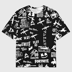 Мужская футболка оверсайз Черно белые логотипы игр