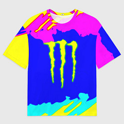 Мужская футболка оверсайз Monster energy краски цветные