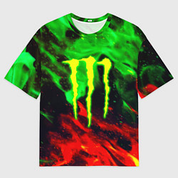 Мужская футболка оверсайз Monster energy огонь лого