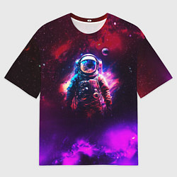 Мужская футболка оверсайз Космонавт пламенный