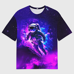 Футболка оверсайз мужская Космонавт в неоновых облаках, цвет: 3D-принт