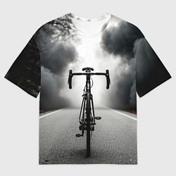 Футболка оверсайз мужская Шоссейный велосипед в черном дыму, цвет: 3D-принт