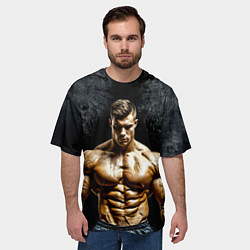 Футболка оверсайз мужская Бодибилдер на черном, цвет: 3D-принт — фото 2