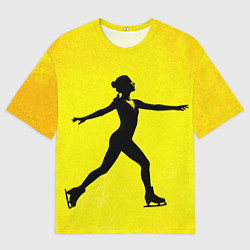 Футболка оверсайз мужская Фигуристка на желтом, цвет: 3D-принт