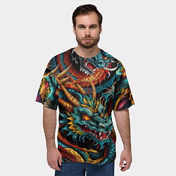 Футболка оверсайз мужская Татуировка дракона ирезуми, цвет: 3D-принт — фото 2
