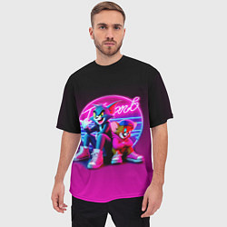 Футболка оверсайз мужская Tom and Jerry - neon glow fantasy, цвет: 3D-принт — фото 2