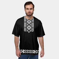 Футболка оверсайз мужская Славянский орнамент и узор на черном - вышиванка р, цвет: 3D-принт — фото 2
