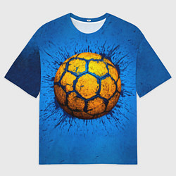 Футболка оверсайз мужская Мяч для гандбола на синем, цвет: 3D-принт