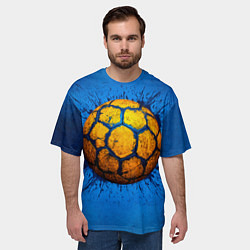 Футболка оверсайз мужская Мяч для гандбола на синем, цвет: 3D-принт — фото 2