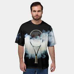 Футболка оверсайз мужская Теннисная ракетка в дыму, цвет: 3D-принт — фото 2