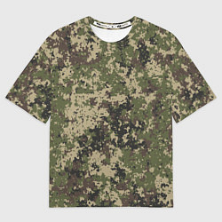 Футболка оверсайз мужская Камуфляж защитный пиксельный, цвет: 3D-принт