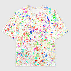 Футболка оверсайз мужская Белый с разноцветными брызгами, цвет: 3D-принт