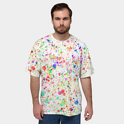 Футболка оверсайз мужская Белый с разноцветными брызгами, цвет: 3D-принт — фото 2