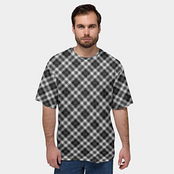 Футболка оверсайз мужская Косая черно белая клетка, цвет: 3D-принт — фото 2