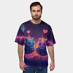 Футболка оверсайз мужская Милые пришельцы в космосе, цвет: 3D-принт — фото 2