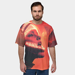 Футболка оверсайз мужская Скафандр Чужого на девушке, цвет: 3D-принт — фото 2