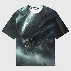 Футболка оверсайз мужская Чужой с открытой пастью, цвет: 3D-принт