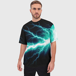Футболка оверсайз мужская Lightning blue, цвет: 3D-принт — фото 2