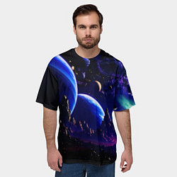 Футболка оверсайз мужская Фантастический космос тёмно-синий, цвет: 3D-принт — фото 2