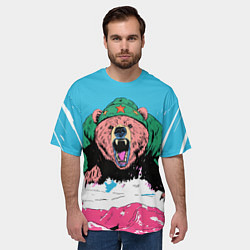 Футболка оверсайз мужская Хищный русский медведь, цвет: 3D-принт — фото 2