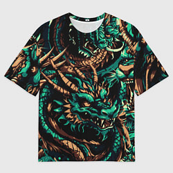 Футболка оверсайз мужская Японские драконы ирезуми, цвет: 3D-принт
