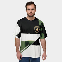 Футболка оверсайз мужская Ламборджини логотип, цвет: 3D-принт — фото 2