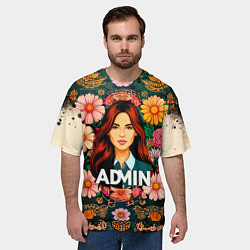 Футболка оверсайз мужская Admin в цветах, цвет: 3D-принт — фото 2
