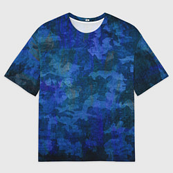 Футболка оверсайз мужская Абстракция - blue uniform camouflage, цвет: 3D-принт