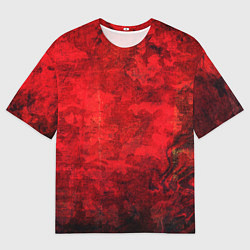 Футболка оверсайз мужская Абстракция - red shabby wall, цвет: 3D-принт
