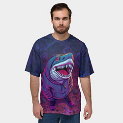 Футболка оверсайз мужская Акула в балахоне, цвет: 3D-принт — фото 2
