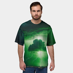 Футболка оверсайз мужская Зелёный гром, цвет: 3D-принт — фото 2