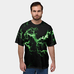 Футболка оверсайз мужская Lightning green glow, цвет: 3D-принт — фото 2
