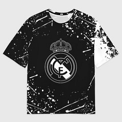 Футболка оверсайз мужская Real Madrid белые краски, цвет: 3D-принт